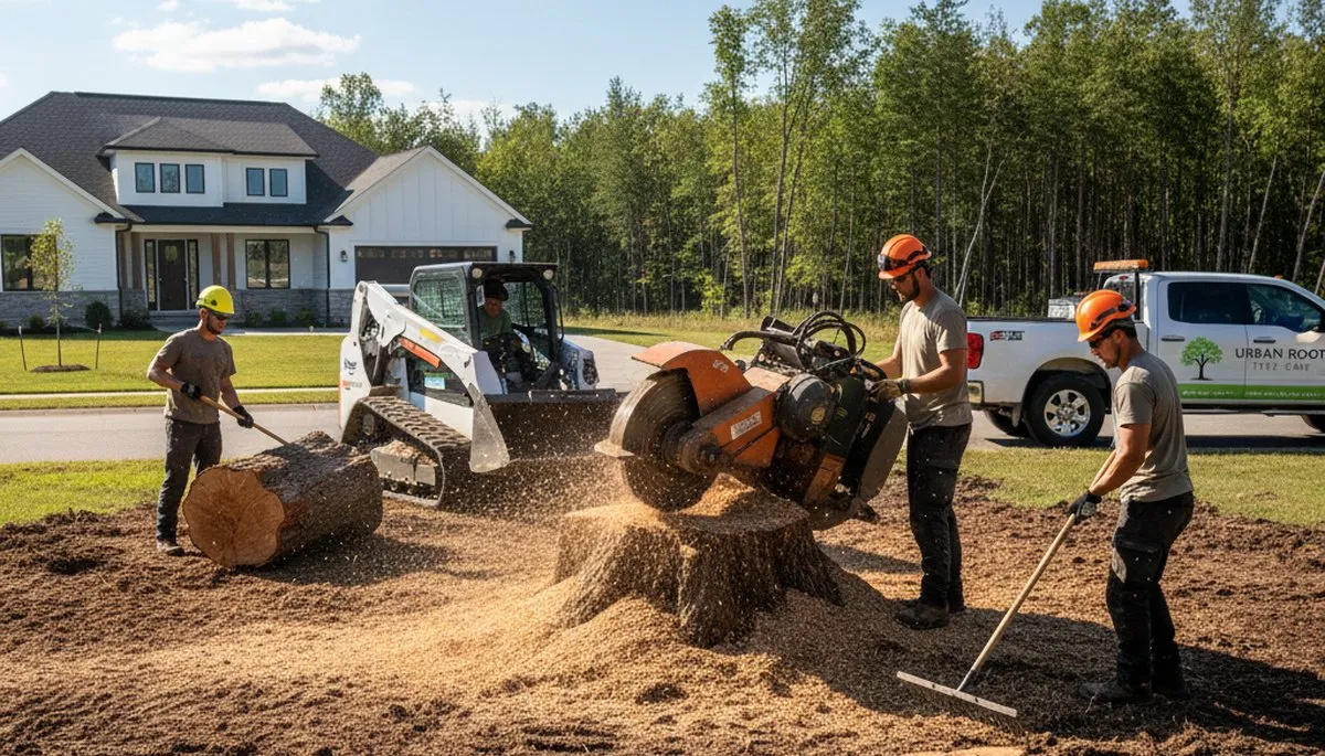 Professional stump removal service in rocky Phoenix, AZ backyard by Chop Chop Tree experts