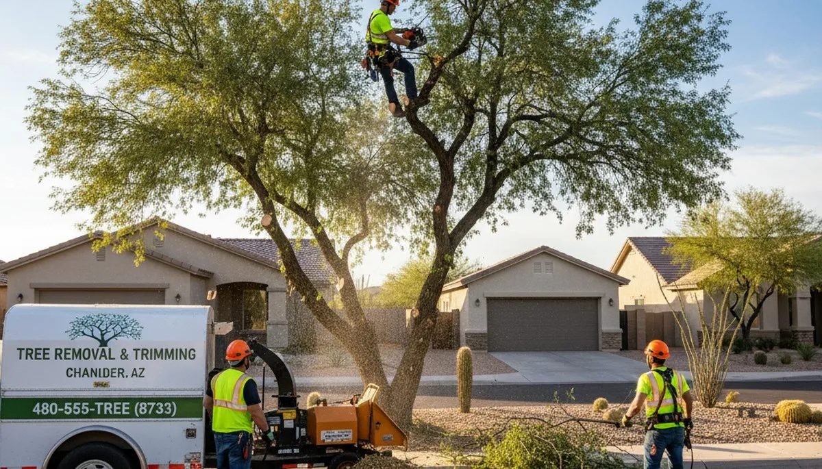 Professional tree removal service in Phoenix AZ safely cutting and clearing residential trees